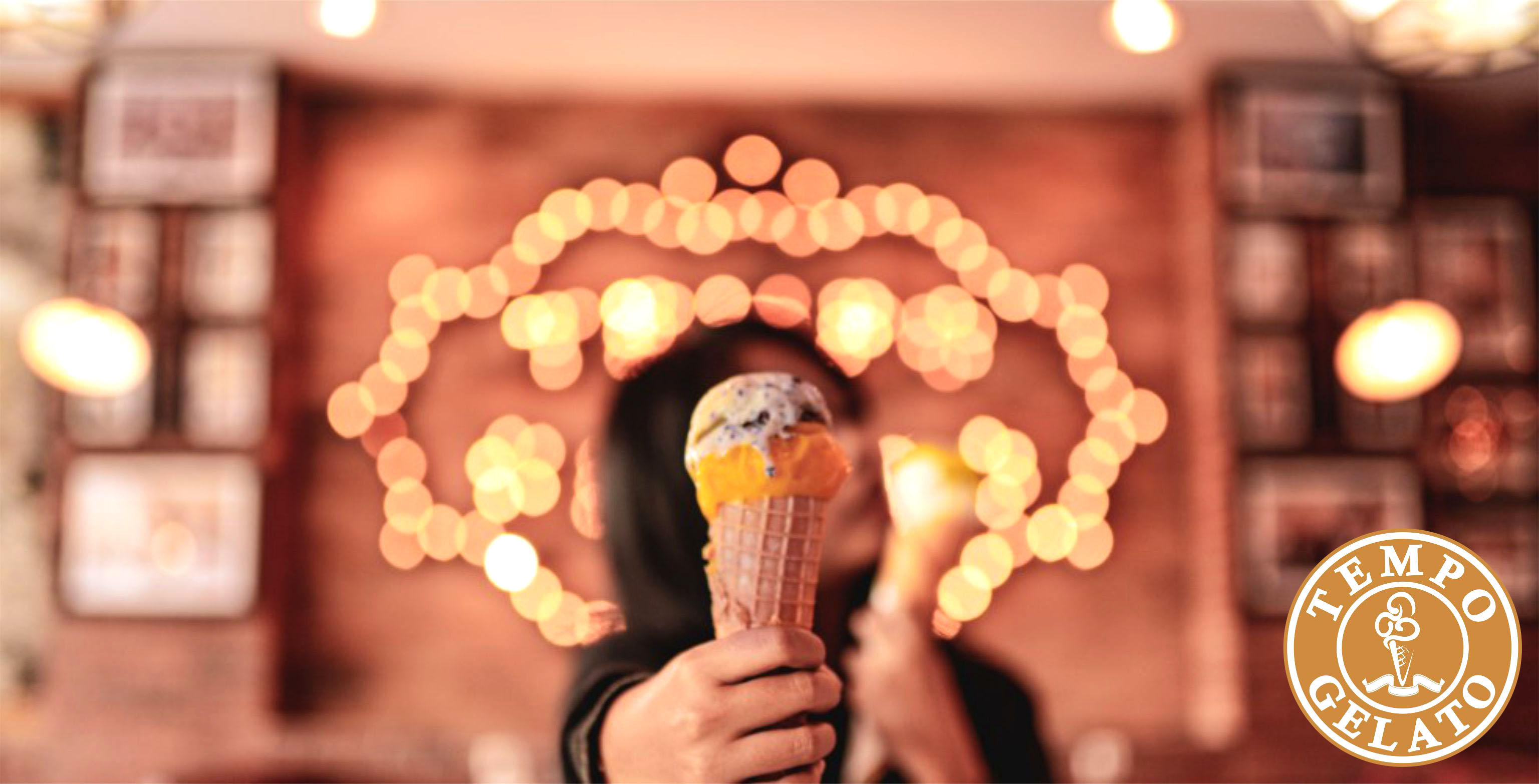 Tempo Gelato cone in the original shop atmosphere